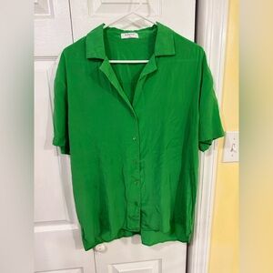 Aritzia Emerald Silk Blouse